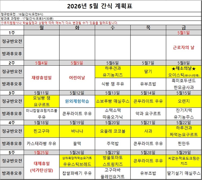 5월 원산지 및 영양제표시