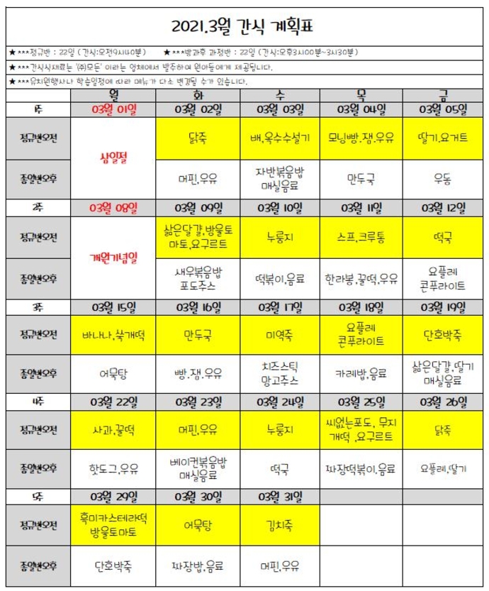 2021년3월간식