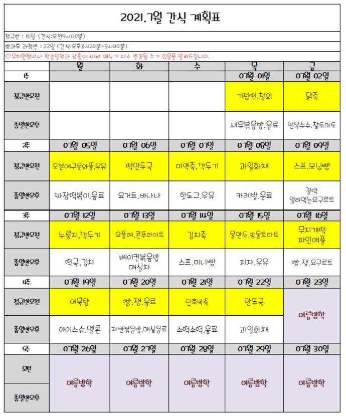 7월간식